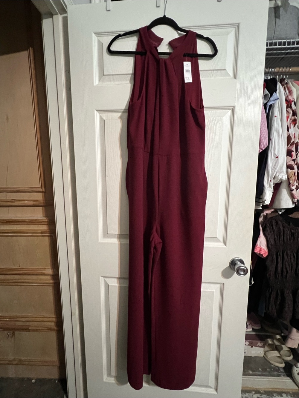 Ann Taylor Womens Sleeveless Wide-Leg Jumpsuit in Wine/ Maroon / Burgundy